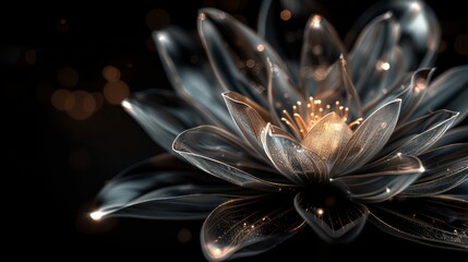 Aufkleber - A flower with a lot of sparkles on it. The flower is surrounded by a dark background