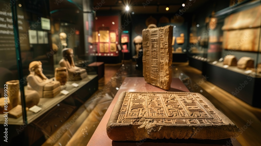 Ancient Egyptian Artifacts Exhibit in Museum Stock Photo | Adobe Stock
