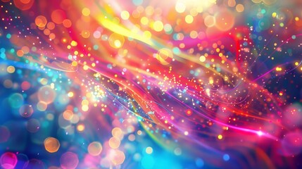 Abstract wallpaper with carnival theme bright colors and confetti particles. Amazing wallpaper