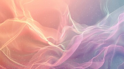 Wall Mural - Soft pastel gradients and flowing lines with floating particles in abstract. Amazing wallpaper