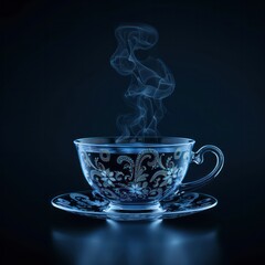 Aufkleber - A cup of coffee with steam rising from it