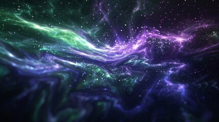 Wall Mural - Abstract wallpaper with aurora borealis colors and twinkling particles. Amazing wallpaper