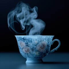 Aufkleber - A cup of tea with steam rising from it