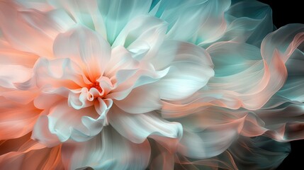 Poster - A close up of a white flower with a blue and pink background. The flower is the main focus of the image, and the colors of the background create a sense of depth and dimension