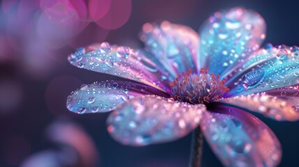 Poster - A flower with droplets of water on it