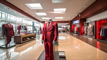 Wall Mural - Indoor technology store selling business suits for men with 3D imaging. Concept Men's Suits, Technology, Business Attire, 3D Imaging, Retail Store