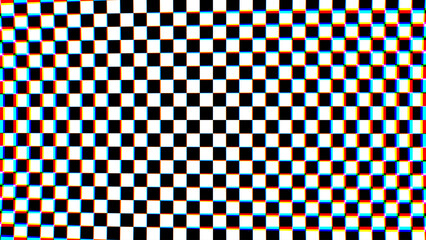 Aufkleber - Distorted Checkered Texture Background with Glitch Effect. Graphic Design Element for Textile, Wrapping, Fabric, Paper, Wallpaper, Poster. Modern Chess Art Pattern. Vector Illustration.