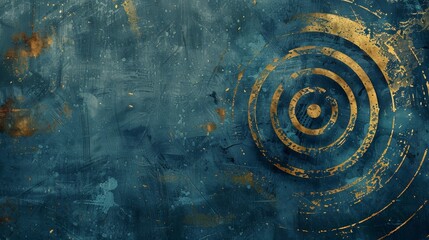Wall Mural - Abstract blue background with golden spiral