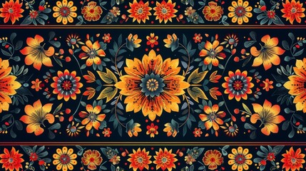 Colorful floral border design