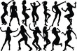 © Damith Asanka - dancer woman person silhouette vector girl illustration  dance set dancing black design art female pose group beauty sport isolated lady model party