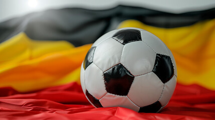 Soccer ball in front of a german flag