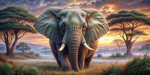 Wall Mural - Majestic African Bush Elephant: Wildlife Photography and Conservation