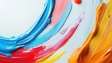 Wall Mural - various colors painting, simple lines, abstract circle made of paint, a simple background,  