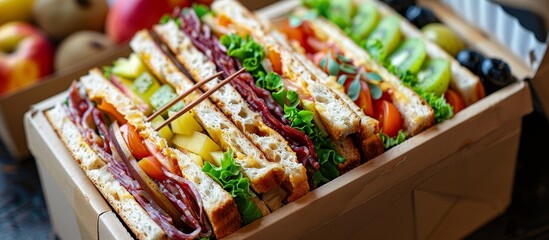 Wall Mural - Delicious sandwich and fruit box