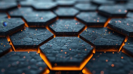 Poster - Close-up of glowing hexagon pattern