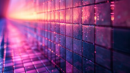 Poster - Purple mosaic wall with light reflection