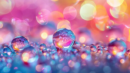 Poster - Water droplets reflecting colorful lights