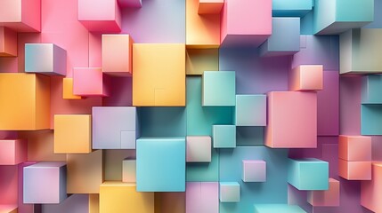 Poster - Pastel cube abstract background