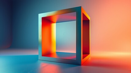 Poster - Abstract three-dimensional frame in colorful light