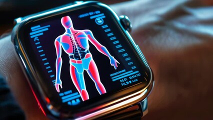 Poster - Smartwatch Health Tracker Displaying 3D Human Anatomy for Comprehensive Wearable Medical Monitoring During Daytime