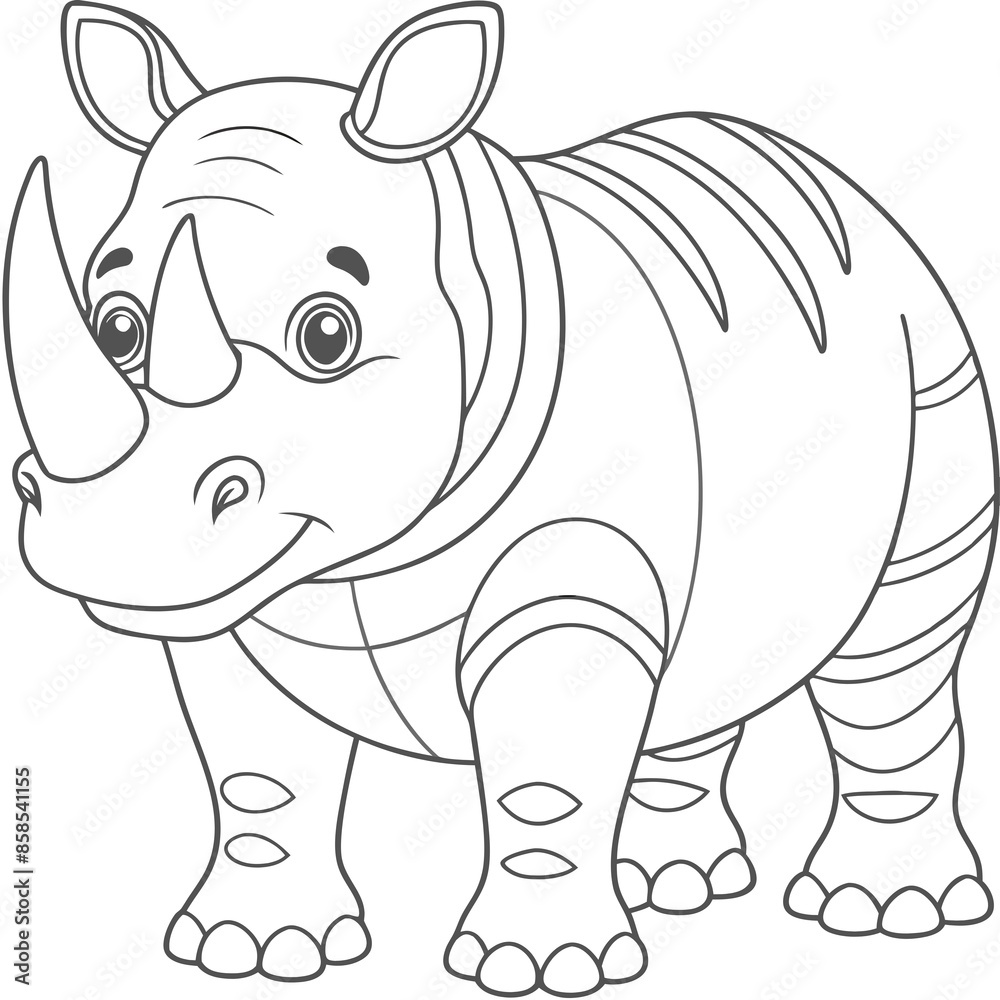 Adorable Rhinoceros Coloring Page For Kids And Adults To Enjoy Stock adorable-rhinoceros-coloring-page-for-kids-and-adults-to-enjoy-stock