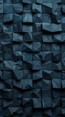 Poster - futuristic 3d render of dark diamond-shaped block structure, high tech geometric wall pattern, abstr