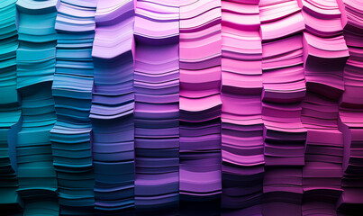 Poster - vibrant purple and turquoise abstract 3d layered background with wave patterns and gradient colors f