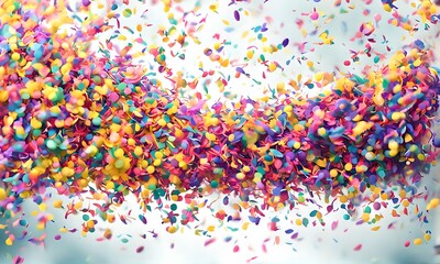 Colorful confetti in front of colorful background with bokeh for carnival