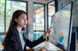 © Jaroon - A woman is pointing at a computer monitor displaying graphs