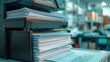 © buraratn - Wide-angle shot of a stack of document papers next to a printer, with printed pages spilling out