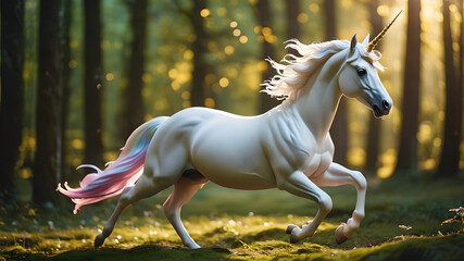 Wall Mural - a sculpture of a mystical unicorn in mid-gallop.