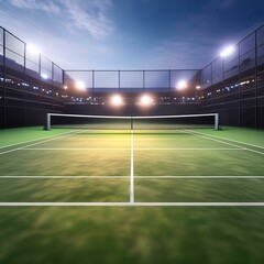 tennis court with net at night 