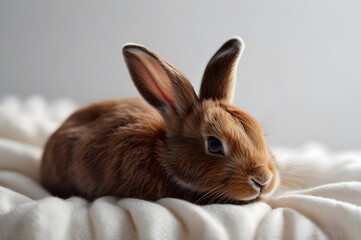 Wall Mural - white rabbit on a table