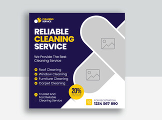 Canvas Print - Cleaning service social media post banner template | Home Cleaning social media post banner | office | home and hotel cleaning social media post banner | Cleaning service marketing post banner design