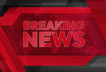 Poster - Breaking News red background in modern style with shapes and typography.