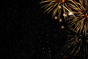 gold fireworks with sparks and copyspace, 4th of july, new year's eve