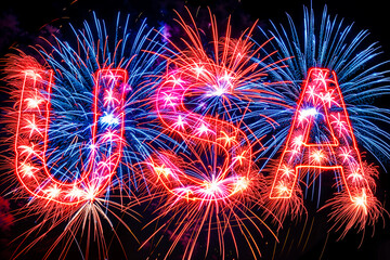 Wall Mural - USA letters in sparklers fireworks, 4th of July design