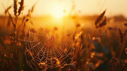 Outdoor photoshoot in Kragujevac Serbia featuring a spider in a web during a summer sunset