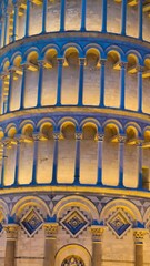 Canvas Print - The beautiful leaning tower of Pisa illuminated for the feast of the patron saint