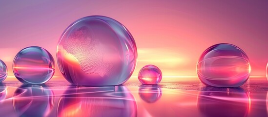 Sticker - Abstract Glass Spheres at Sunset