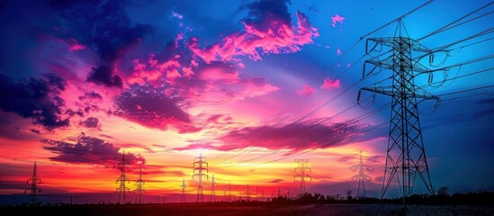 Poster - Power Lines at Sunset