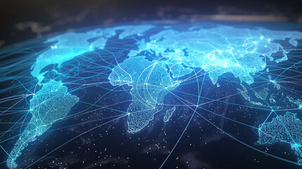 Poster - digital world map global internet connectivity