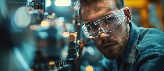 Wall Mural - Focused Worker in a Factory Setting