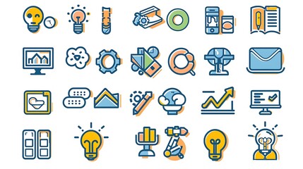 Wall Mural - Teamwork Icon Set: 64x64 Pixel Perfect Vector Icons for Mobile and Web Design, Editable Stroke, Highly Customizable Layers for Easy Customization, EPS10 Vector Illustration.
