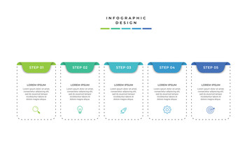 Poster - Creative concept for infographic with 5 steps, options, parts or processes. Business data visualization