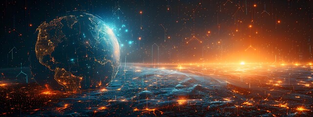 Poster - Shimmering Global Digital Infrastructure Suspended in Boundless Expanse