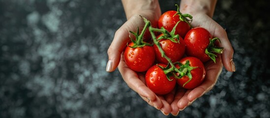 Wall Mural - Red Ripe Tomatoes in Hands