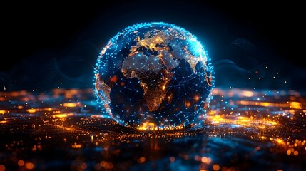 Poster - Luminous Global Network Pulsing with Digital Vitality in Boundless Expanse