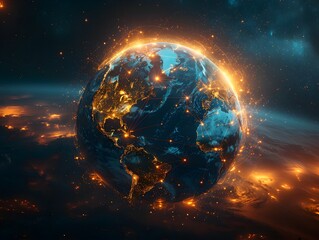 Poster - Captivating Sight of Earth s Luminous Digital Networks Adrift in Space