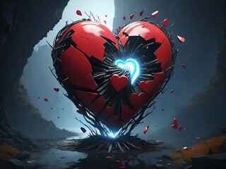 Sticker - heart shape with a dark background